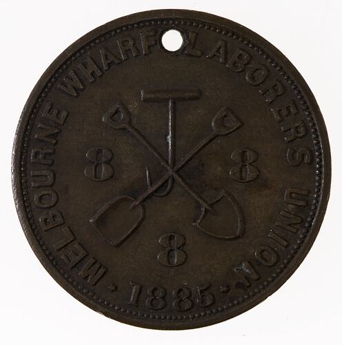 Medal - Melbourne Wharf Labourers Pass, 1885 AD