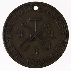 Medal - Pass, Melbourne Wharf Labourers' Union, Australia, 1885