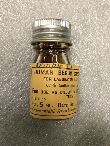 Serum Vial - Human Serum Group AB, circa 1963