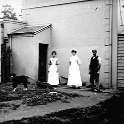 Negative - Housekeeper & Servants, 'Chelmer', St Kilda Road, South Yarra, Victoria, 1907