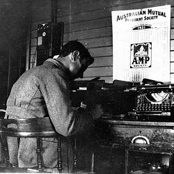 Negative - Man at Typewriter in Office, Melbourne, Victoria, 1931