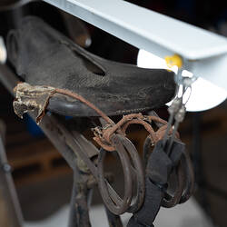 Close up of saddle suspension system.