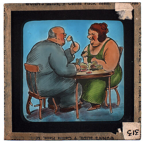 Lantern Slide - Universal Opportunity League, Man and Woman at Table