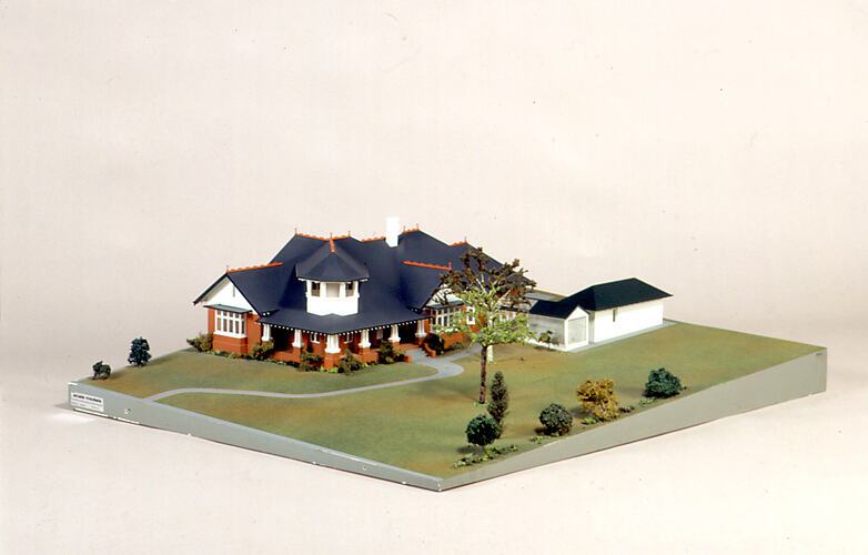 Model of house and yard.