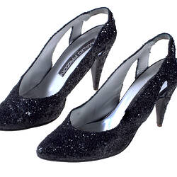 Shoes - Maud Frizon, Slingback, Black Glitter & Rhinestone