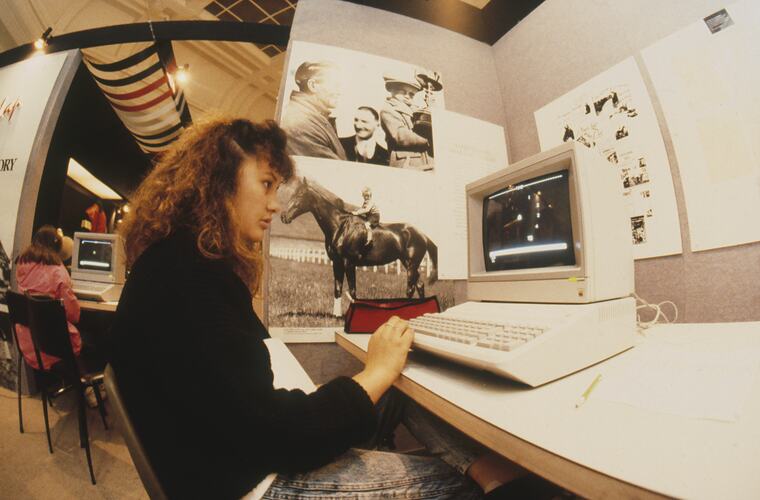 A female student working on a computer.