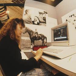 Digital Photograph -  Student Using Logo Programming language, Sunrise School, Melbourne Museum, Russell Street, 1989