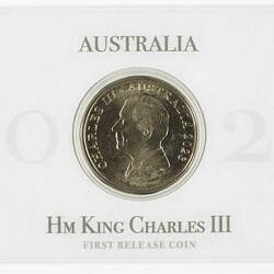 Coin - 1 Dollar, King Charles III Commemorative Card, Max Stern, Melbourne, 2023