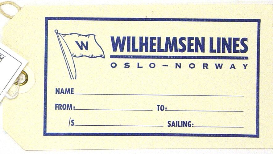 Baggage Label - Wilhelmsen Lines Oslo Norway