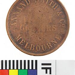 Token - 1 Penny, Annand, Smith & Co, Melbourne, Victoria, Australia, 1849