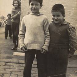 Digital Photograph - Two Boys on Cobbled Street, Fitzroy, circa 1962