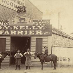 Family & Staff Outside D.Y. Kelly Farriers, St Kilda, 1895-1897