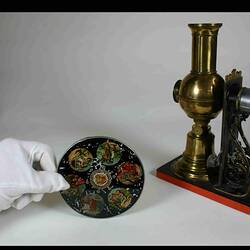 Ernst Plank Toy Magic Lantern Projector with slide, 1890s