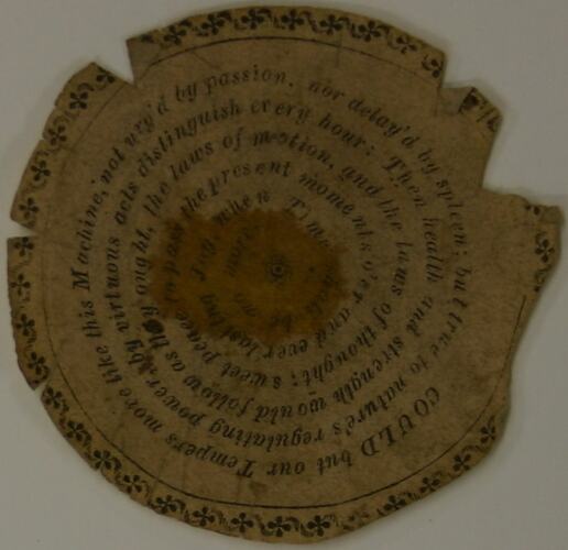 Watch Paper - 'Could But Our Tempers', 19th Century