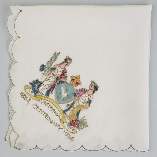 Handkerchief - silk, Victorian Centenary