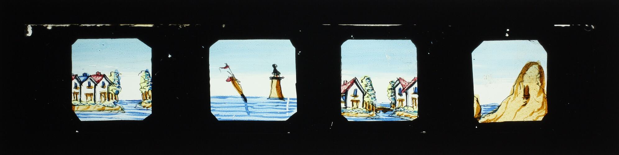 Lantern Slide - Four Beach Scenes, 1820-1860