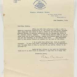 Letter - Aileen Cartwell to Mrs Ida Salter,  22 Dec 1939