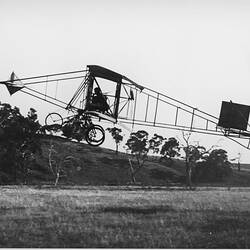 Negative - Take-off of John Duigan in his Biplane, Mia Mia, Victoria, circa 1910