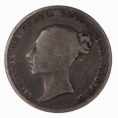 Coin - Shilling, Queen Victoria Great Britain, 1838 (Obverse)