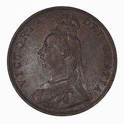 Coin - Double-florin, Queen Victoria, Great Britain, 1890 (Obverse)