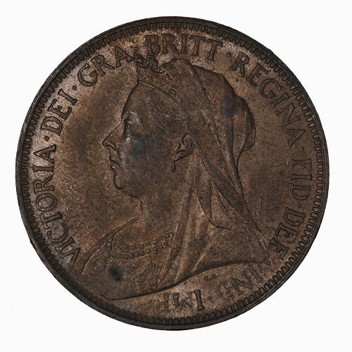 Coin - Halfpenny, Queen Victoria, Great Britain, 1901 (Obverse)