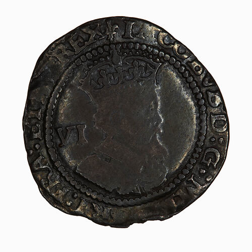 Coin - Sixpence, James I, England, Great Britain, 1624 (Obverse)