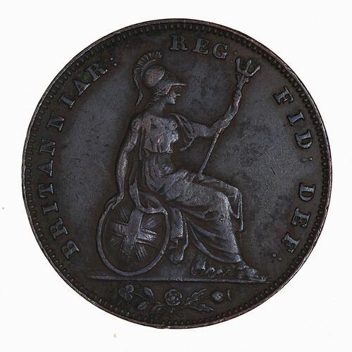 Coin - Farthing, Queen Victoria, Great Britain, 1838 (Reverse)