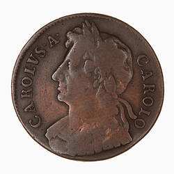 Coin - Halfpenny, Charles II, Great Britain, 1673 (Obverse)