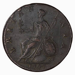 Coin - Halfpenny, George II, Great Britain, 1747 (Reverse)