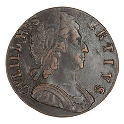 Coin - Halfpenny, William III, England, Great Britain, 1695-1698 (Obverse)