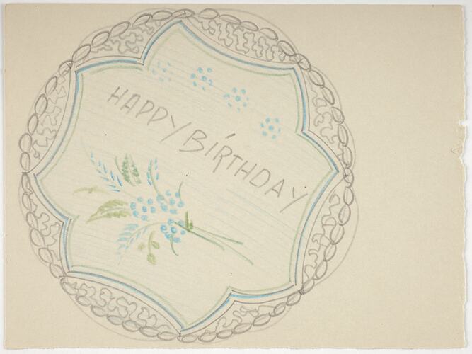 Cake Design - Karl Muffler, 'Happy Birthday', 1930s-1950s