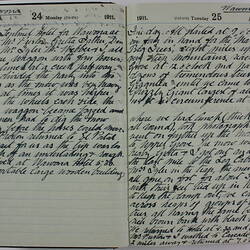 Double page in a handwritten diary.