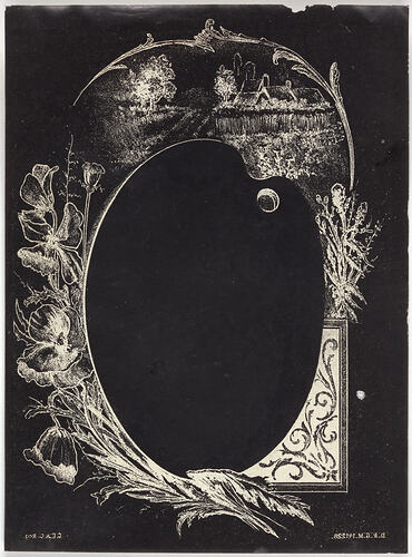 Negative Vignette - G.E.A.C., Oval framed by flowers, circa 1900