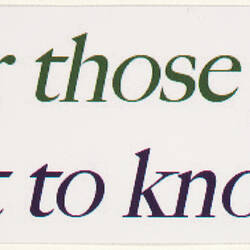 Sticker - 'If You Fear Those You Don't Know, Get To Know Them', 2009