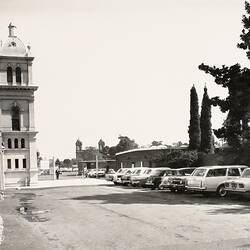 Photograph - Northern Car Park Entrance from Nicholson Street, Exhibition Building, Melbourne, 1971