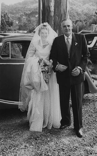 Elsa Crocker Lewis, Bride and Father, Selby, 1954