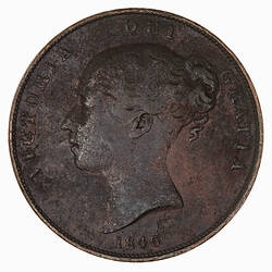 Coin - Penny, Queen Victoria, Great Britain, 1846 (Obverse)