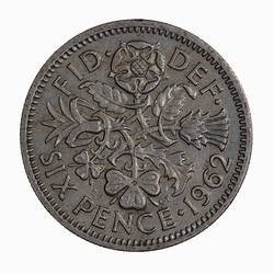 Coin - Sixpence, Elizabeth II, Great Britain, 1962 (Reverse)