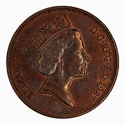 Coin - 2 Pence, Elizabeth II, Great Britain, 1987 (Obverse)