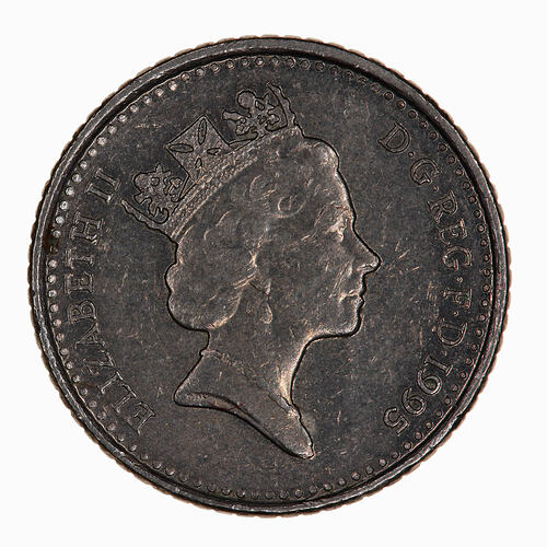 Coin - 5 Pence, Elizabeth II, Great Britain, 1995 (Obverse)