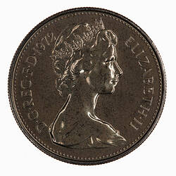 Proof Coin - 5 Pence, Great Britain, 1972 (Obverse)