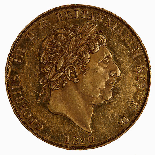Coin - 2 Pounds, George III, Great Britain, 1820 (Obverse)