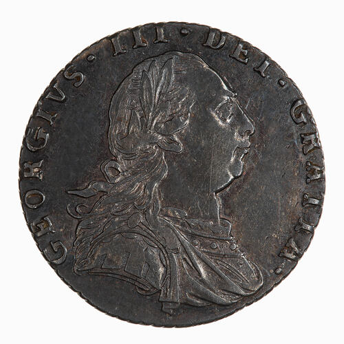 Coin - Sixpence, George III, Great Britain, 1787 (Obverse)