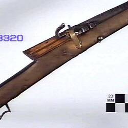 Detail image of 19th century musket from India.