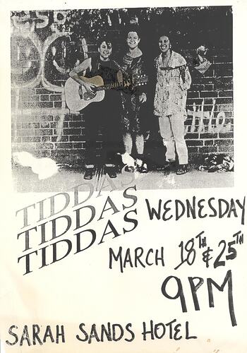 Advertisement - Tiddas Performance, Sarah Sands Hotel, Brunswick, Victoria, circa 1991-1992