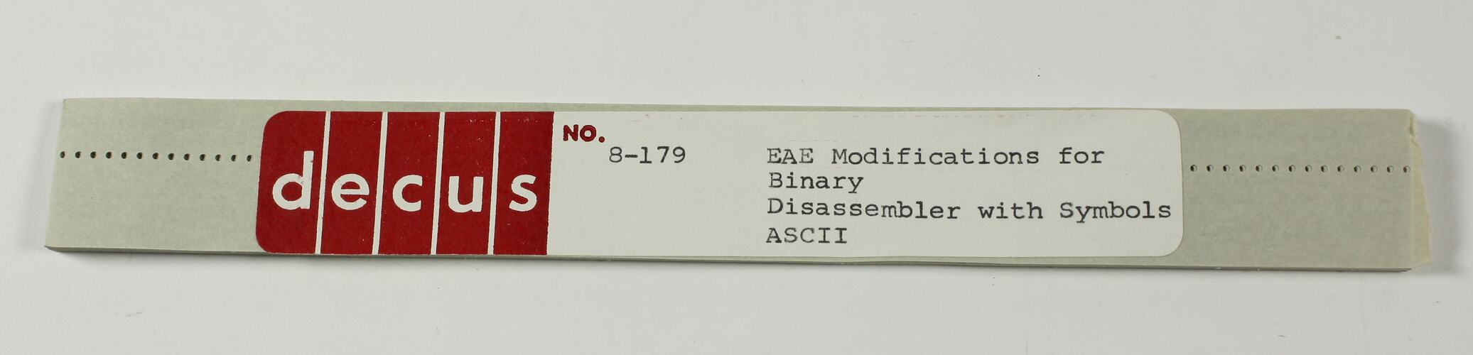 Paper Tape - DECUS, '8-179 EAE Modifications for Binary Disassembler with Symbols, ASCII'