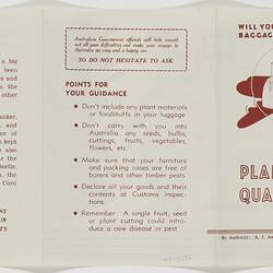 Leaflet - Will Your Baggage Pass the Test for Plant Quarantine?, 1960s
