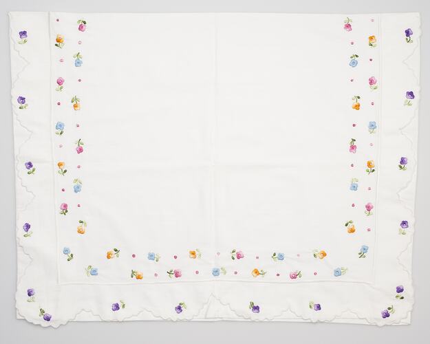 Pillow Case - Floral Embroidery, circa 1950s