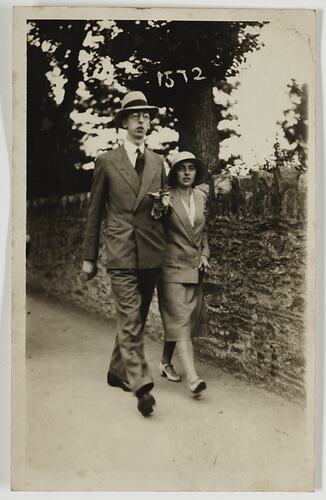 George & Gertie Palmer Walking, Ilfracombe, England, circa 1930