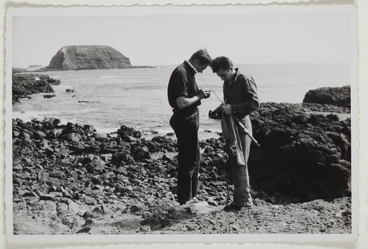 Julius Toth & Friend Fishing, Phillip Island, Victoria, 1959